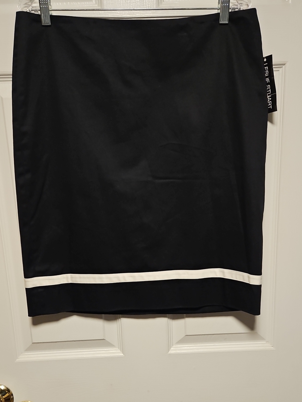 Leslie Stuart Pencil Skirt with White Hem Trim